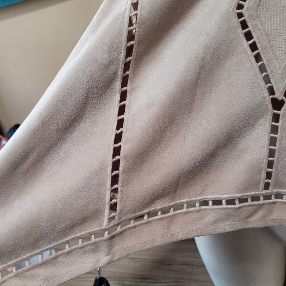 JOA Los Angeles Suede Feel Halter Neck Cutout Tassel Tank Top Size L new western - Picture 6 of 9